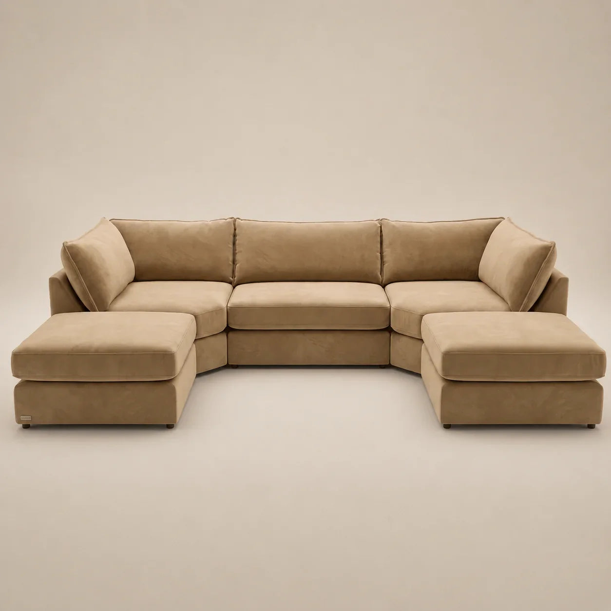 Luxury beige sectional sofa with chaise lounges, perfect for modern living rooms