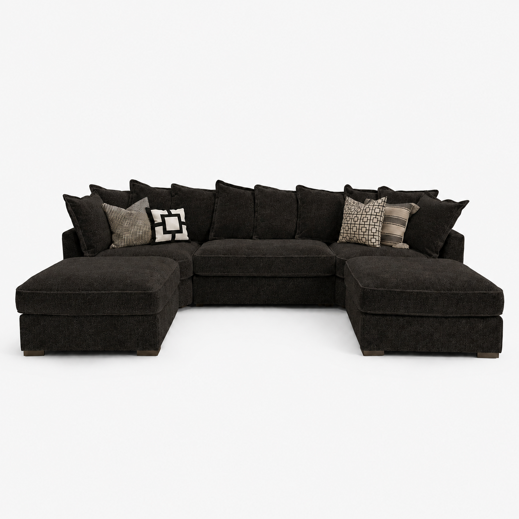 Primrose Premium U Shape Sofa in Luxe Chenille Double Espresso