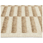Beige and cream striped area rug with textured weave, perfect for luxury living spaces