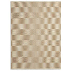 Beige striped area rug with textured geometric pattern for modern living room decor