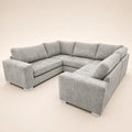Luxury grey L-shaped sectional sofa with plush cushions and modern design for living room comfort