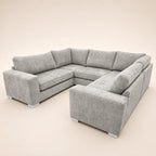 Luxury grey L-shaped sectional sofa with plush cushions and modern design for living room comfort