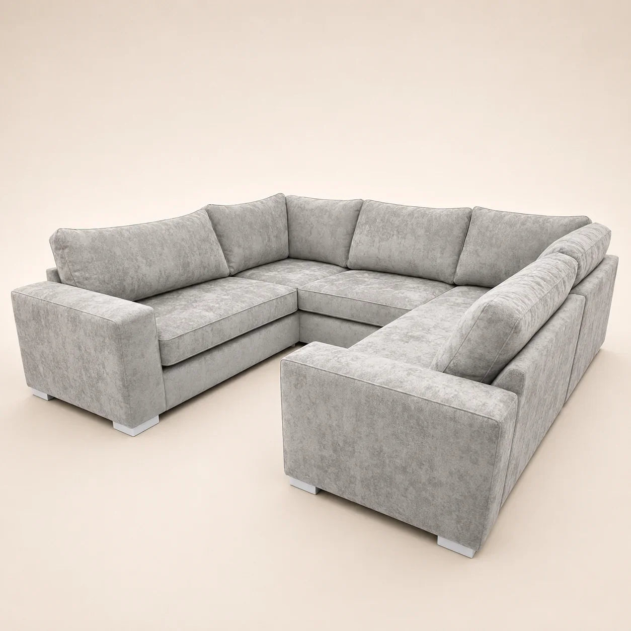 Luxury grey L-shaped sectional sofa with plush cushions and modern design for living room comfort
