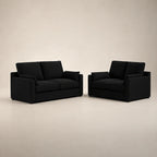 Black modern sofas for living room, luxury comfort with clean lines and plush cushions