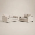 Luxury beige sofas with plush cushions, modern design for living room comfort