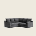 Dark gray L-shaped sectional sofa with plush cushions, modern luxury living room furniture