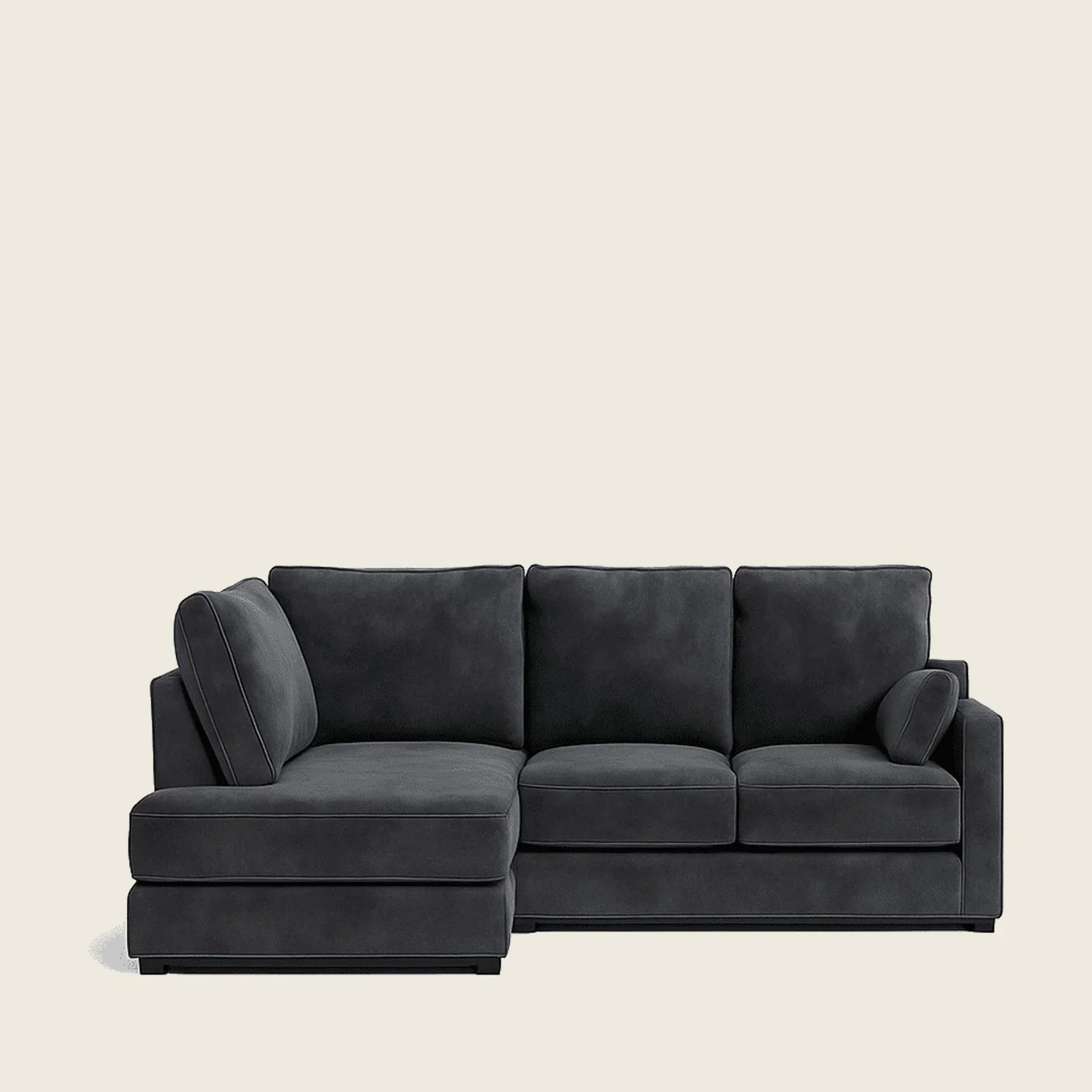 Dark grey luxury sectional sofa with chaise, perfect for modern living rooms