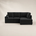Black sectional sofa with chaise lounge, modern luxury living room furniture