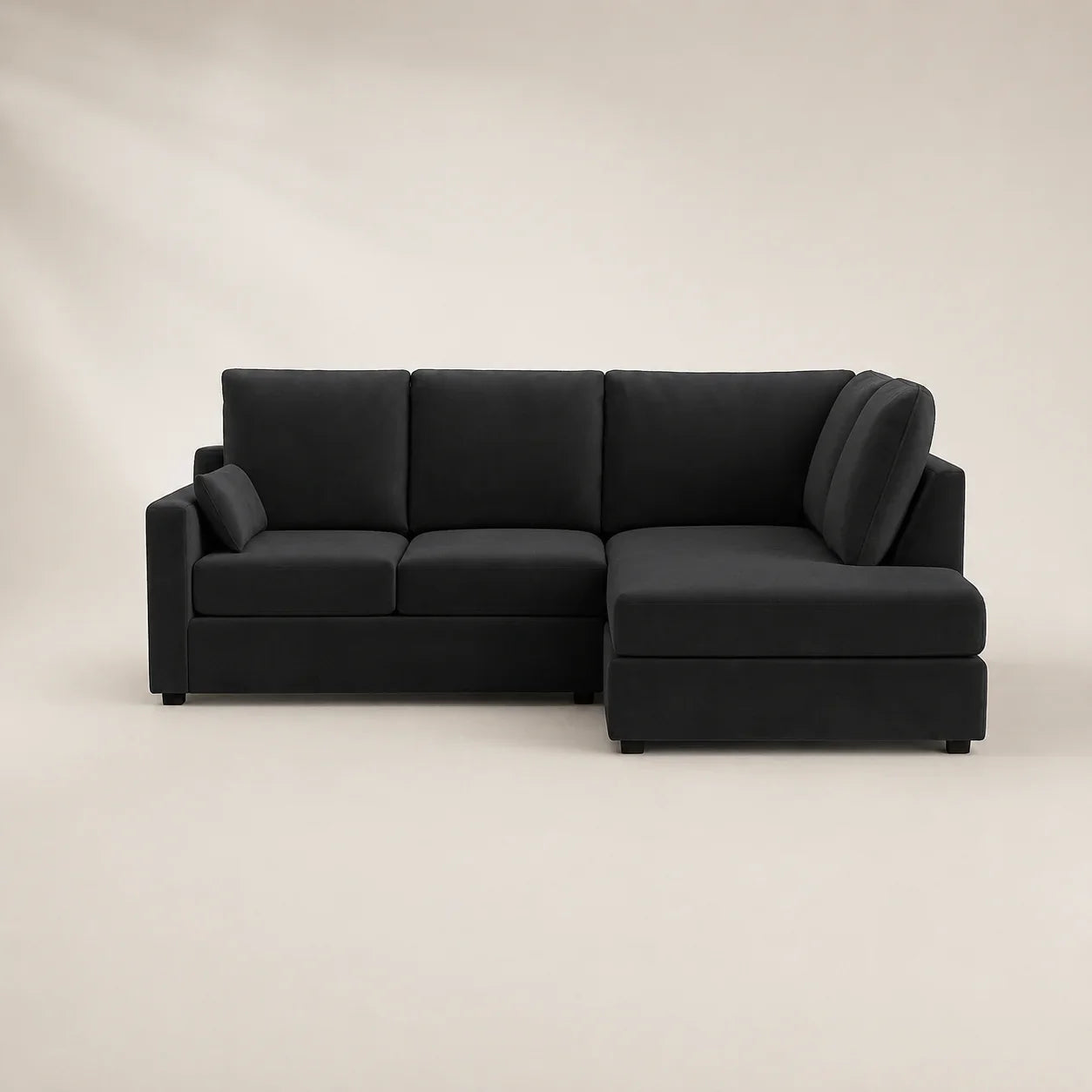 Black sectional sofa with chaise lounge, modern luxury living room furniture