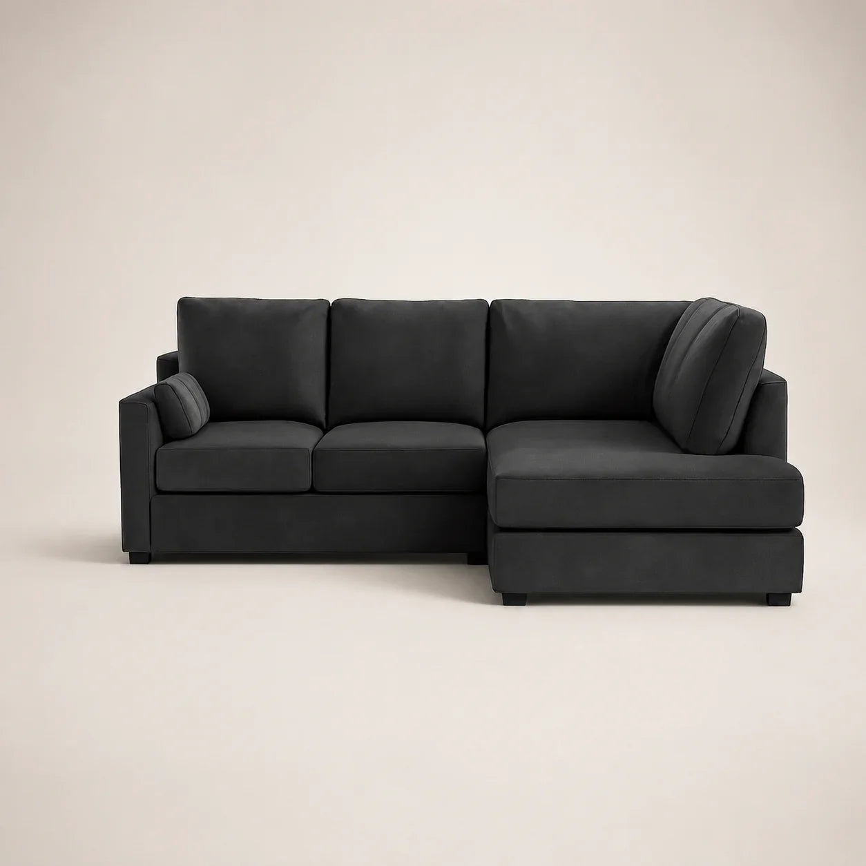 Black sectional sofa with chaise lounge, modern luxury living room furniture