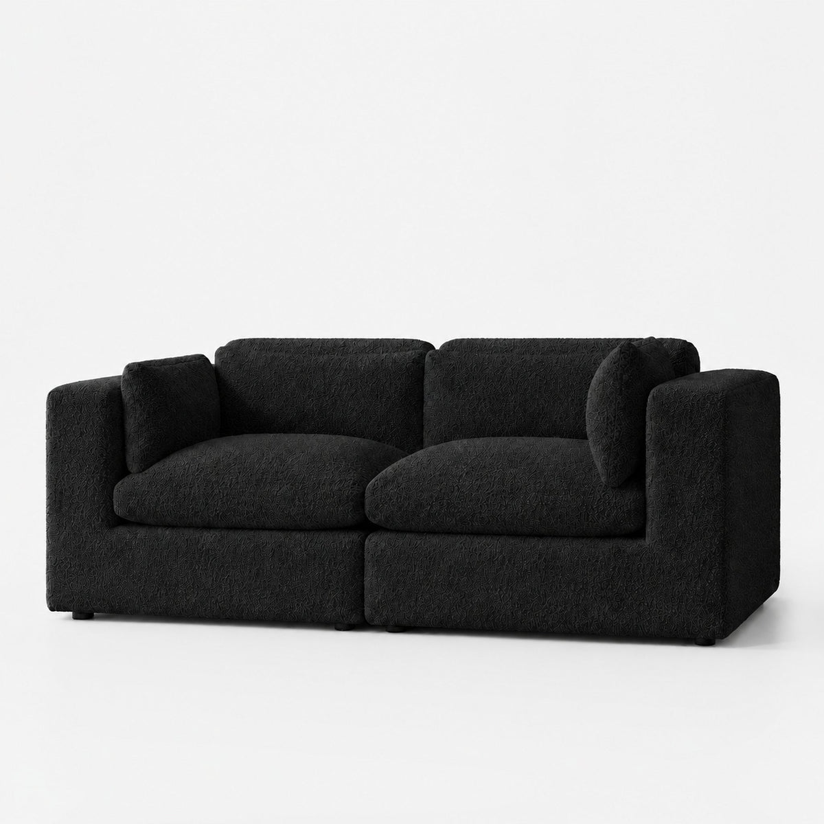 Selene 2-Seater Modular Sofa — Bouclé Midnight — clean studio