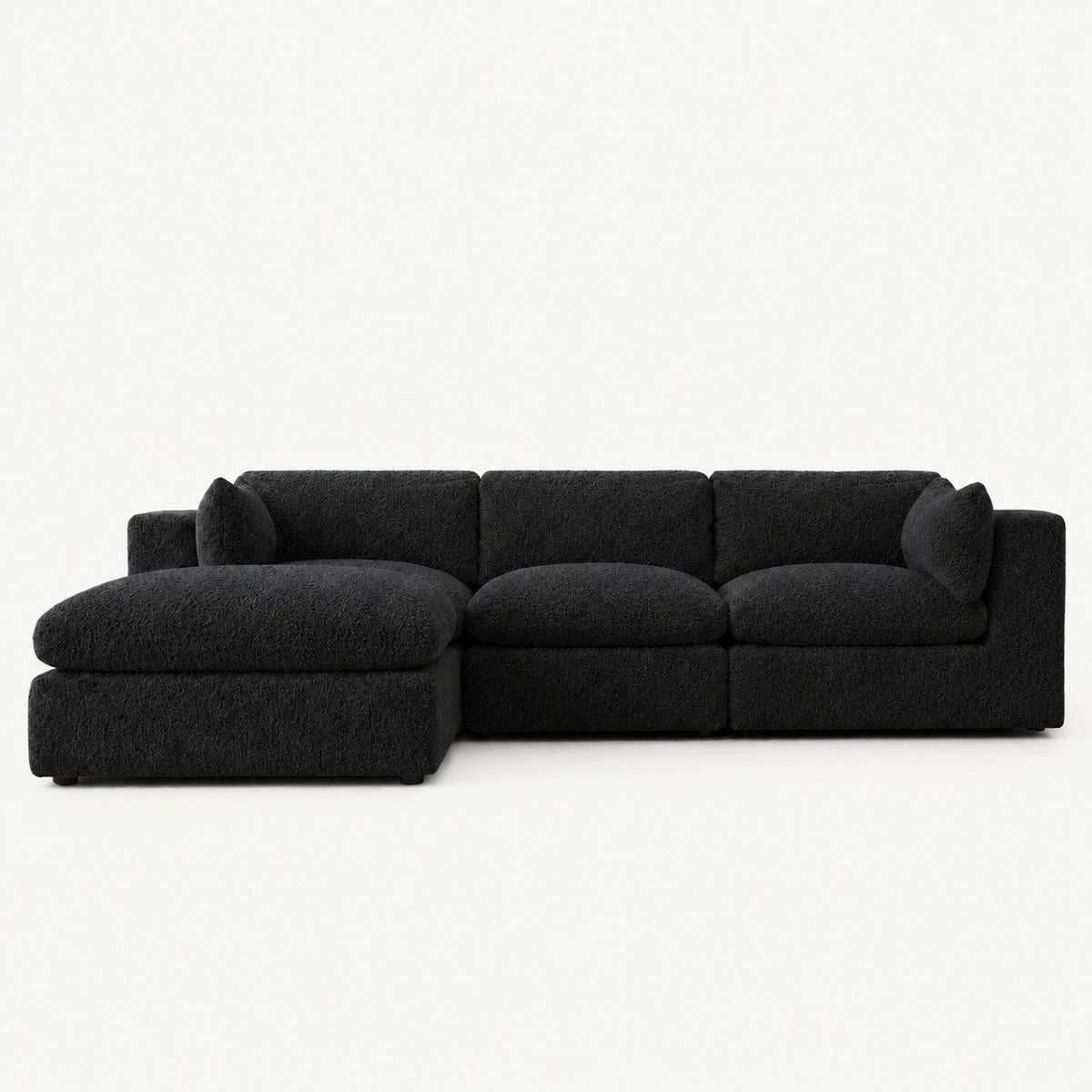 Selene 3-Seater Corner & Love Seat Set — Bouclé Midnight — clean studio