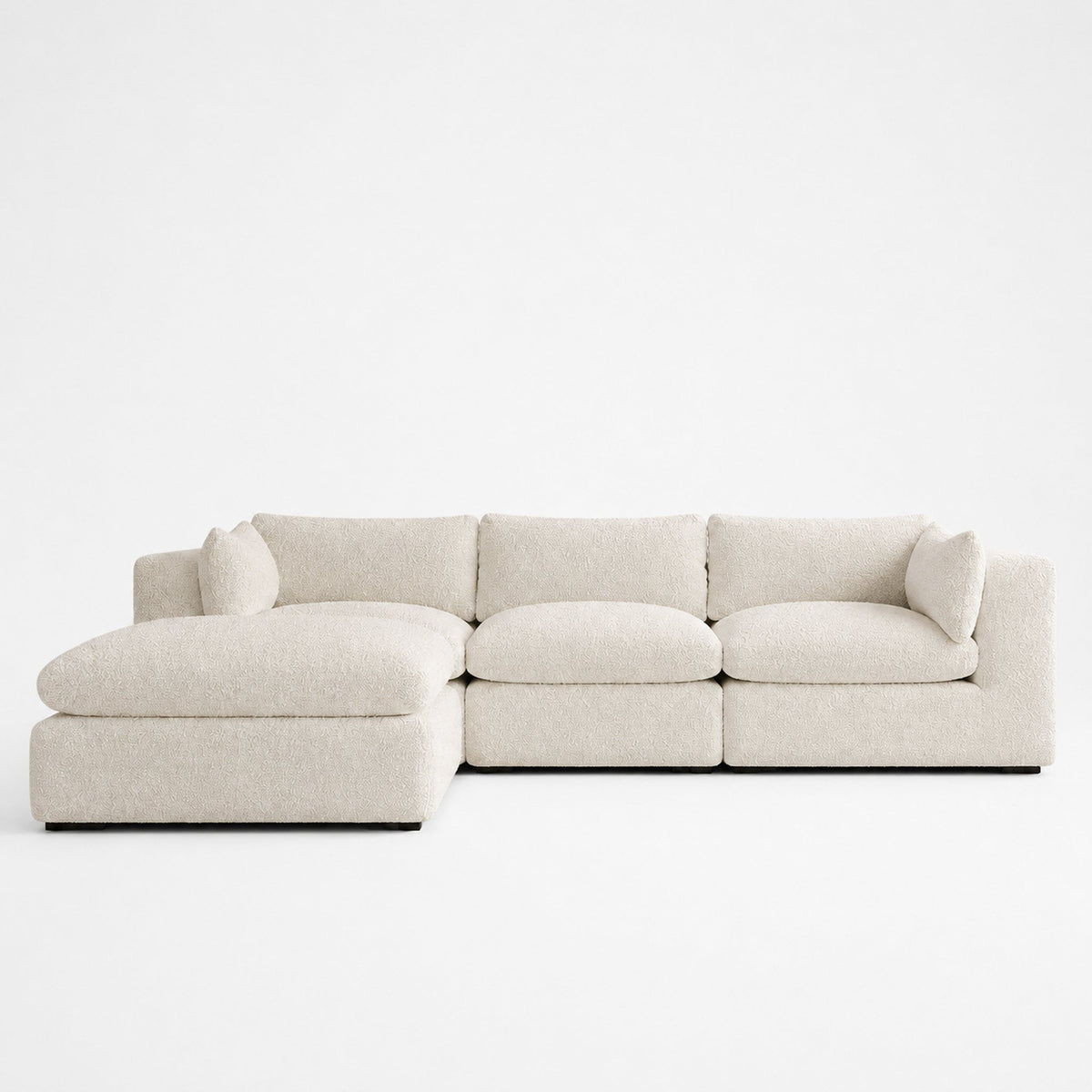 Selene 3-Seater Modular Corner Sofa — Bouclé Meringue — clean studio