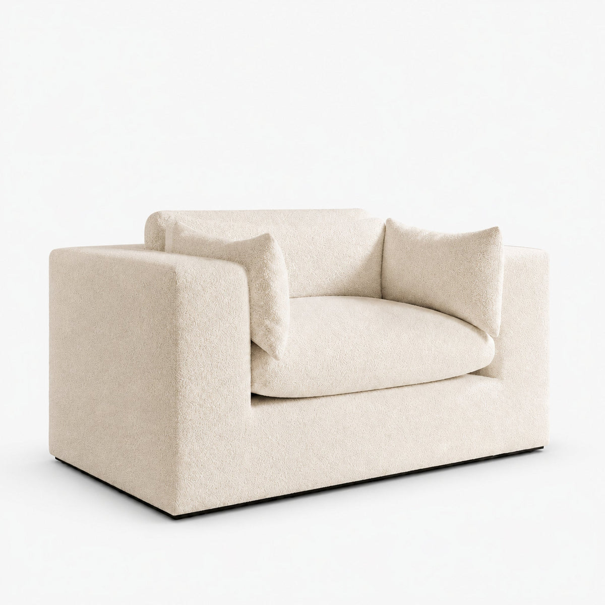 Selene Love Seat — Bouclé Meringue — clean studio