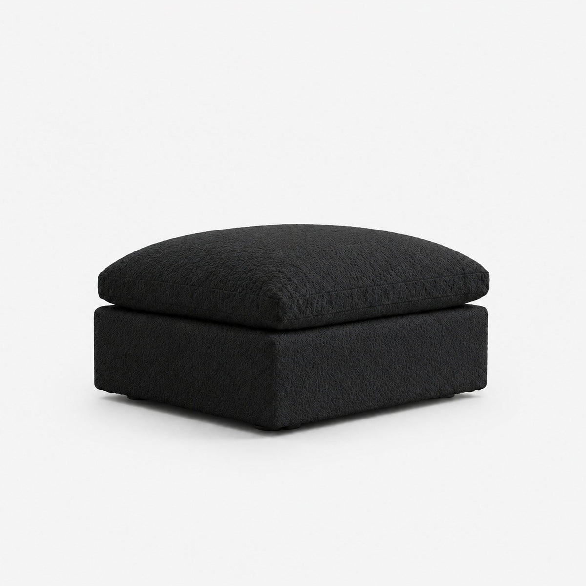 Selene Matching Footstool — Bouclé Midnight — clean studio