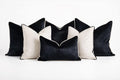 6 Piece Black & Cream Duck Feather Velvet Cushion Set – Luxury Scatter Cushions