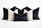 6 Piece Black & Cream Duck Feather Velvet Cushion Set – Luxury Scatter Cushions