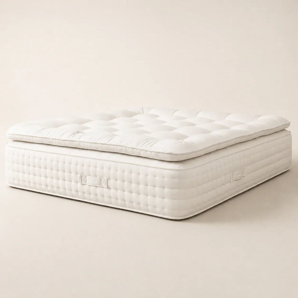 Luxury white quilted mattress with matching topper, ideal for comfortable sleep and UK delivery