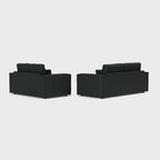 Modern black 3-seater and 2-seater sofa set on white background
