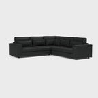 Modern dark grey double corner sofa with plush cushions, ideal for contemporary living rooms.