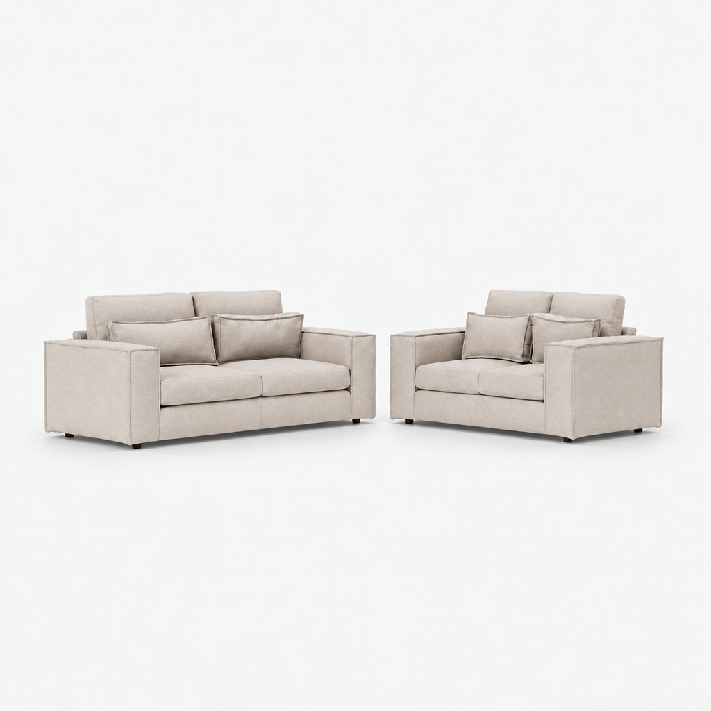 Sorel 3 & 2 Seater Sofa Set — Stone — cold light grey clean studio