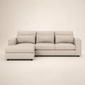 Beige sectional sofa with chaise lounge, modern luxury living room furniture