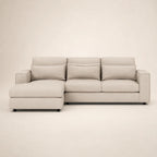 Beige sectional sofa with chaise lounge, modern luxury living room furniture