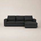 Modern black fabric sectional sofa with chaise lounge, ideal for luxury living rooms