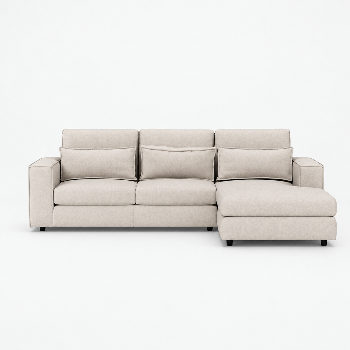 Sorel Chaise Corner Sofa — Stone RHF — cold light grey clean studio