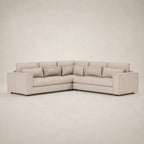 Luxury beige L-shaped sectional sofa with plush cushions, ideal for modern living rooms