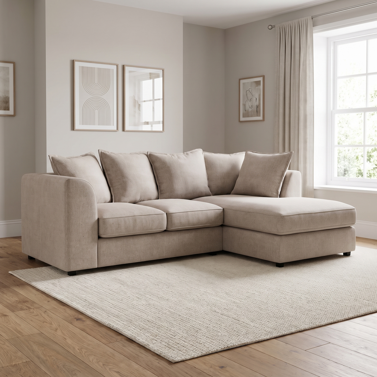 Stirling Footstool — lifestyle hero with squared seat cushions