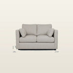 Light gray two-seater sofa with plush cushions, modern design for living room comfort
