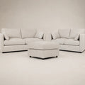 Luxury beige sofa set with matching ottoman, modern living room furniture