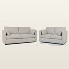 Luxury beige fabric sofa set with plush cushions, ideal for modern living rooms