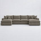 Valenza Grand Double Chaise Sofa — Luxe Chenille Crimsy Truffle — plain background