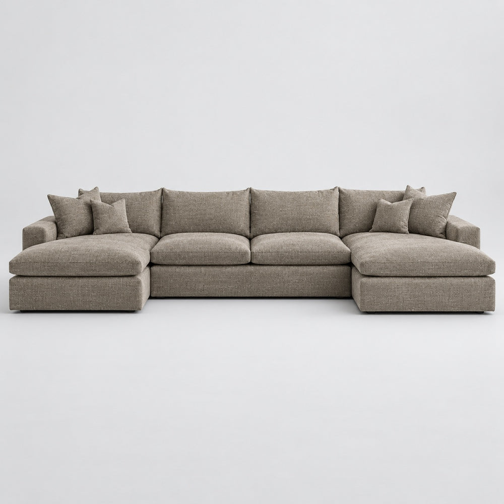 Valenza Grand Double Chaise Sofa — Luxe Chenille Summer Beach — plain background