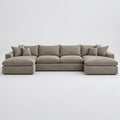 Valenza Grand Double Chaise Sofa — Luxe Chenille Summer Beach — plain background