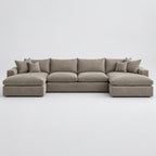 Valenza Grand Double Chaise Sofa — Luxe Chenille Summer Beach — plain background