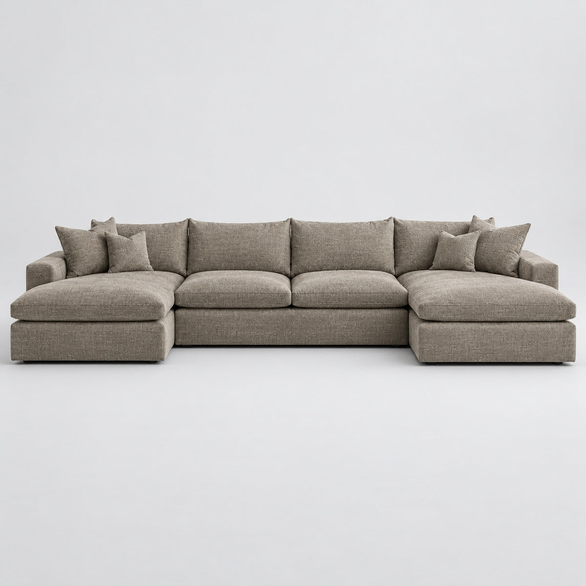 Valenza Grand Double Chaise Sofa — Luxe Chenille Summer Beach — plain background