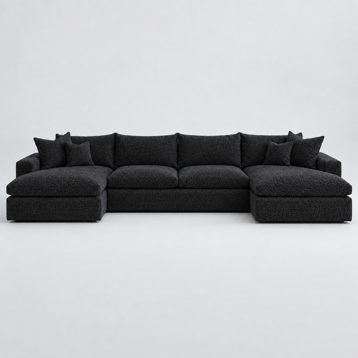 Valenza Grand Double Chaise Sofa — Boucle Midnight — plain background