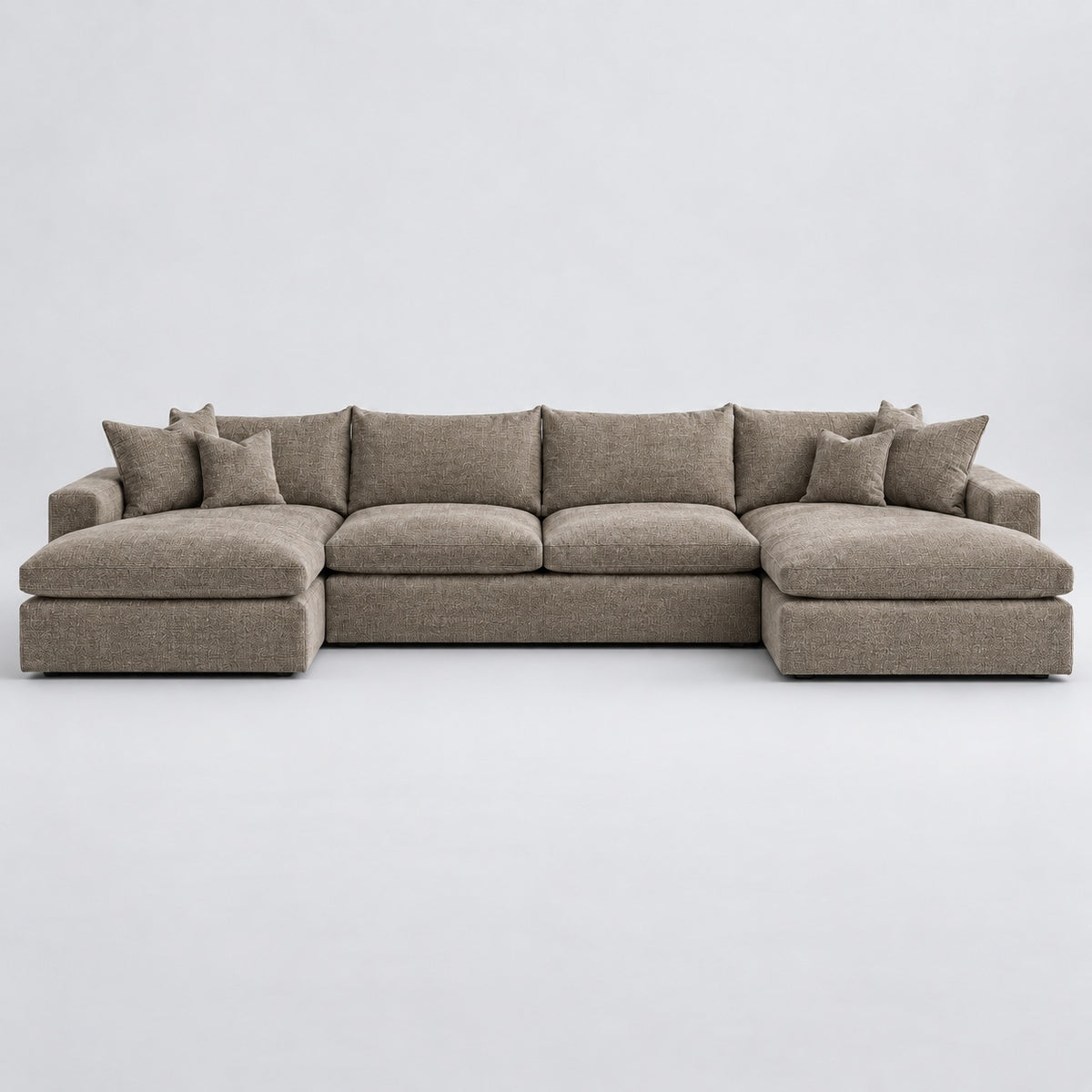 Valenza Grand Double Chaise Sofa — Luxe Chenille Latte — plain background