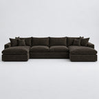 Valenza Grand Double Chaise Sofa — Luxe Chenille Double Espresso — plain background