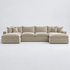 Valenza Grand Double Chaise Sofa — Plush Velvet Vanilla Cream — plain background