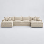 Valenza Grand Double Chaise Sofa — Boucle Meringue — plain background
