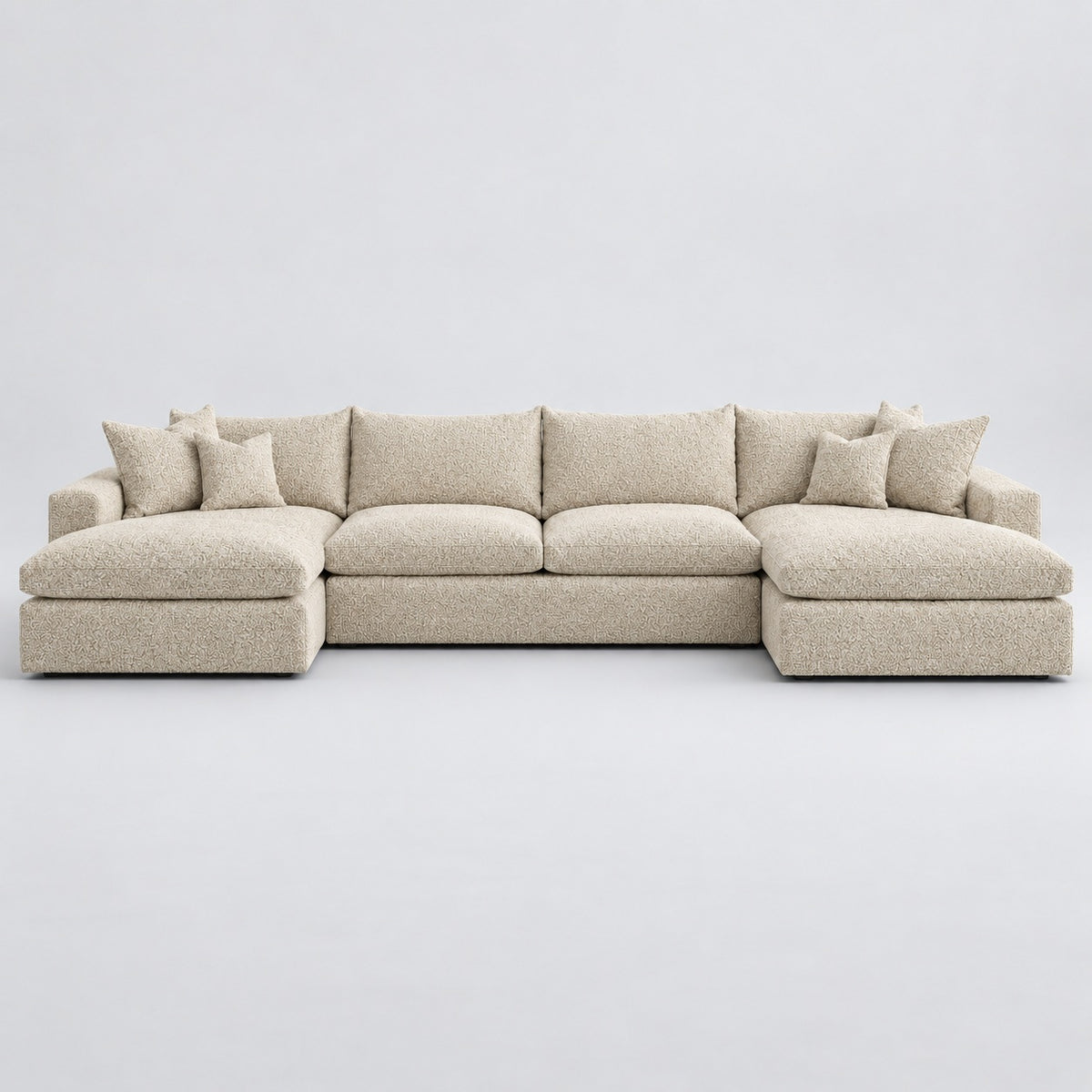 Valenza Grand Double Chaise Sofa — Boucle Meringue — plain background
