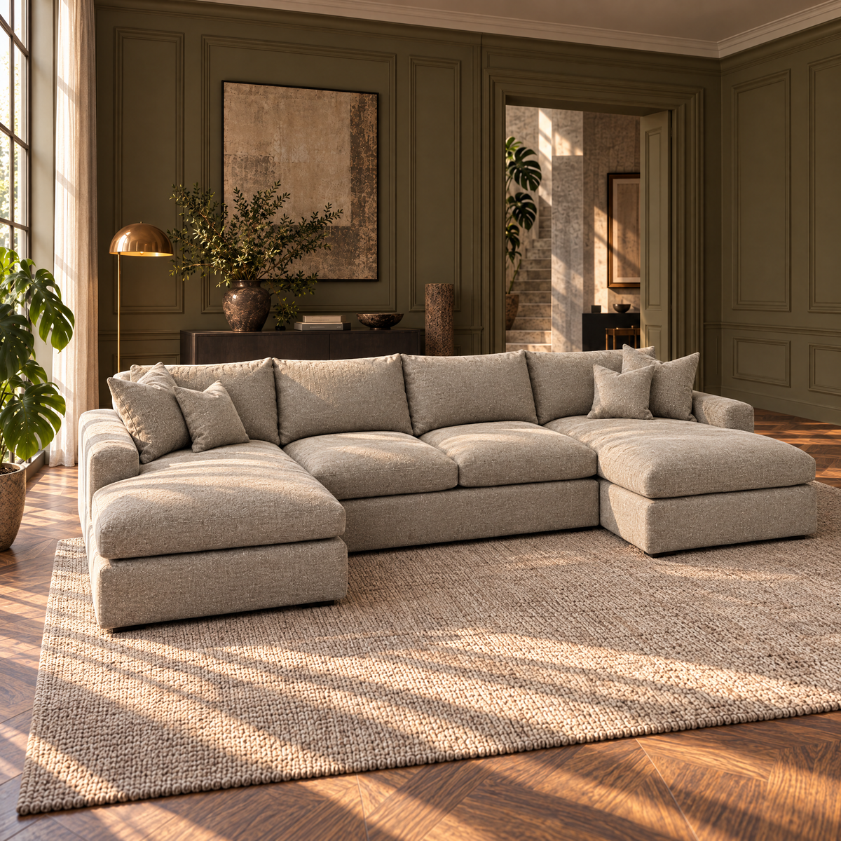 Valenza Grand Double Chaise Sofa in Summer Beach — alternate camera lifestyle view