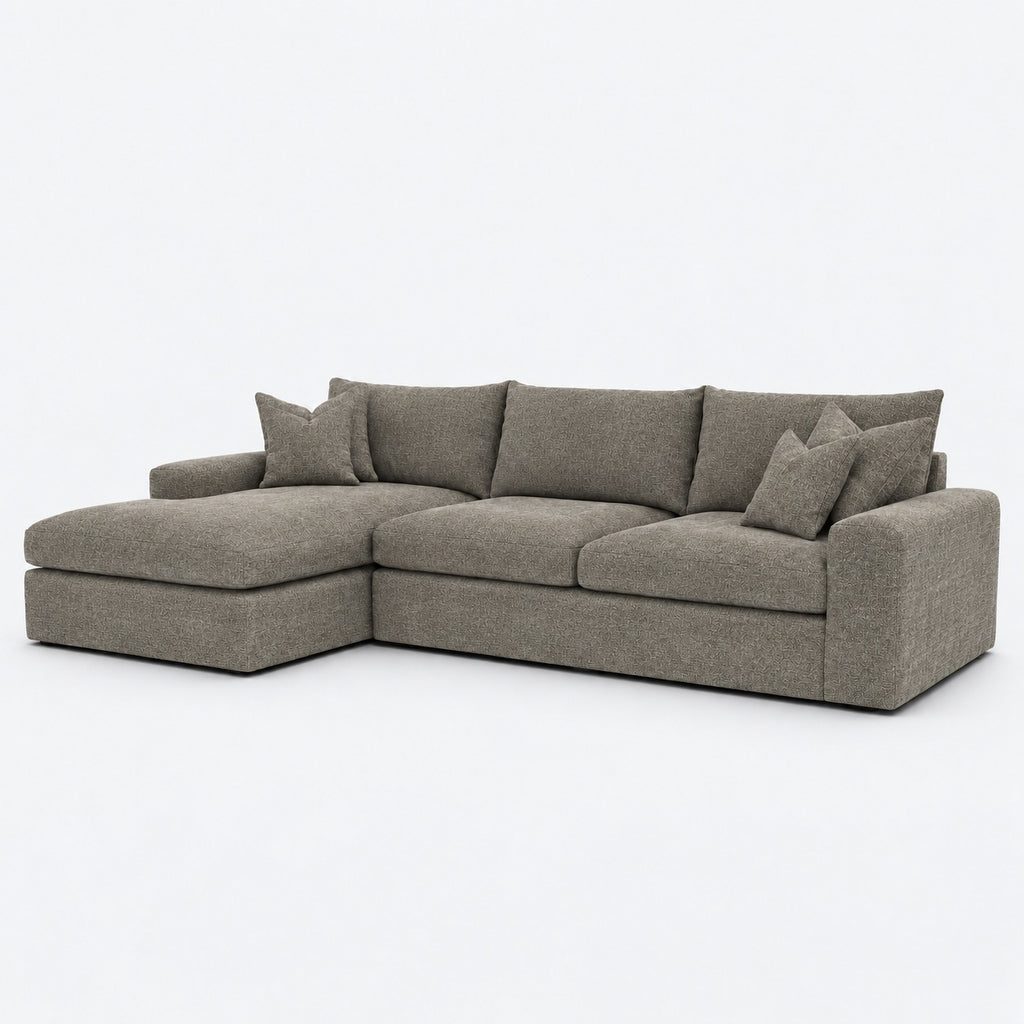 Valenza Left Chaise Sofa — Luxe Chenille Crimsy Truffle — plain background