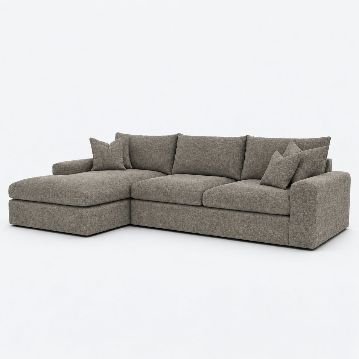 Valenza Left Chaise Sofa — Luxe Chenille Crimsy Truffle — plain background