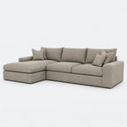 Valenza Left Chaise Sofa — Luxe Chenille Summer Beach — plain background