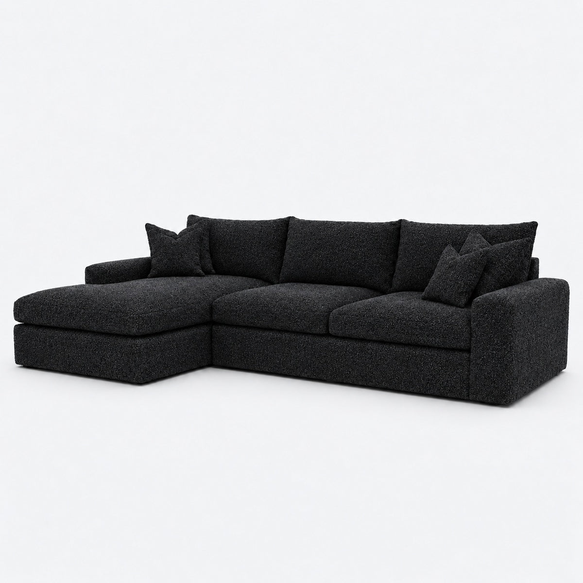 Valenza Left Chaise Sofa — Boucle Midnight — plain background